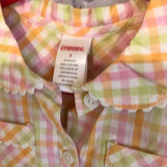 Gymboree size 5 plaid shirt sleeve dress flower sequin belt NWT - Picture 3 of 7